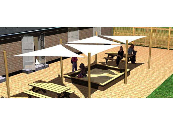 Solsejl system 4 stk. 3x3x3 m