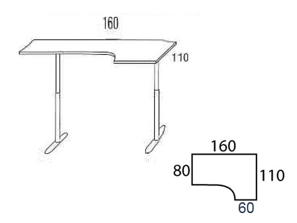 Skrivebord Combi Højre, 160x110 cm