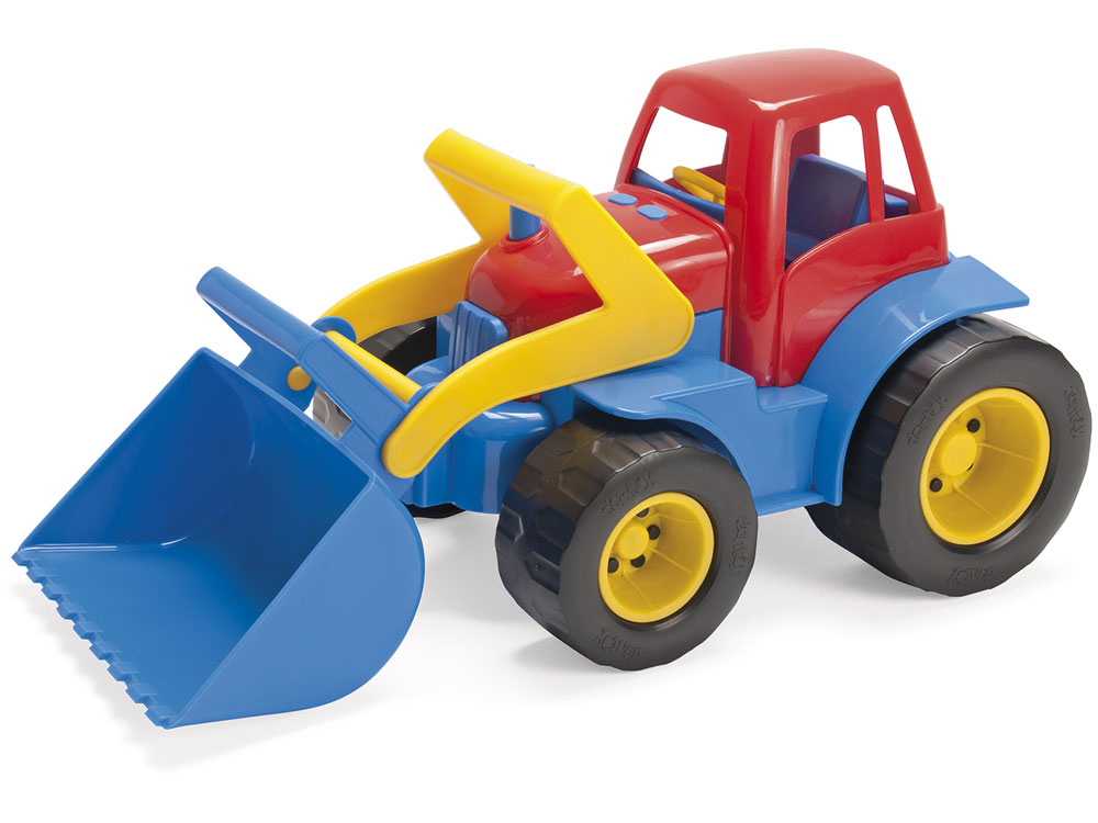 Traktor med frontlæsser, plastikhjul