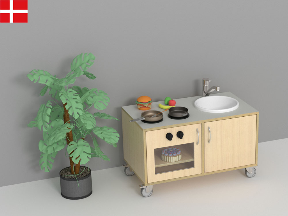 Legekøkken Kubus 2 rum, komfur med ovn og vask 