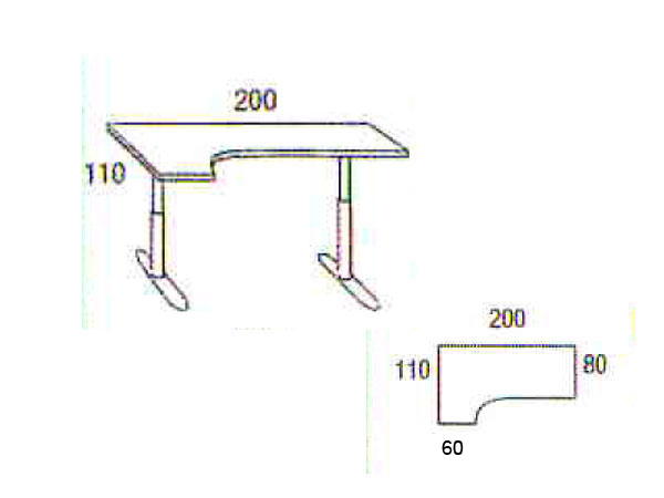 Skrivebord Combi Venstre, 200x110 cm