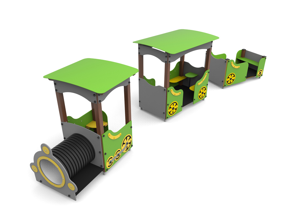 Lokomotiv m. 2 vogne Træ/HDPE