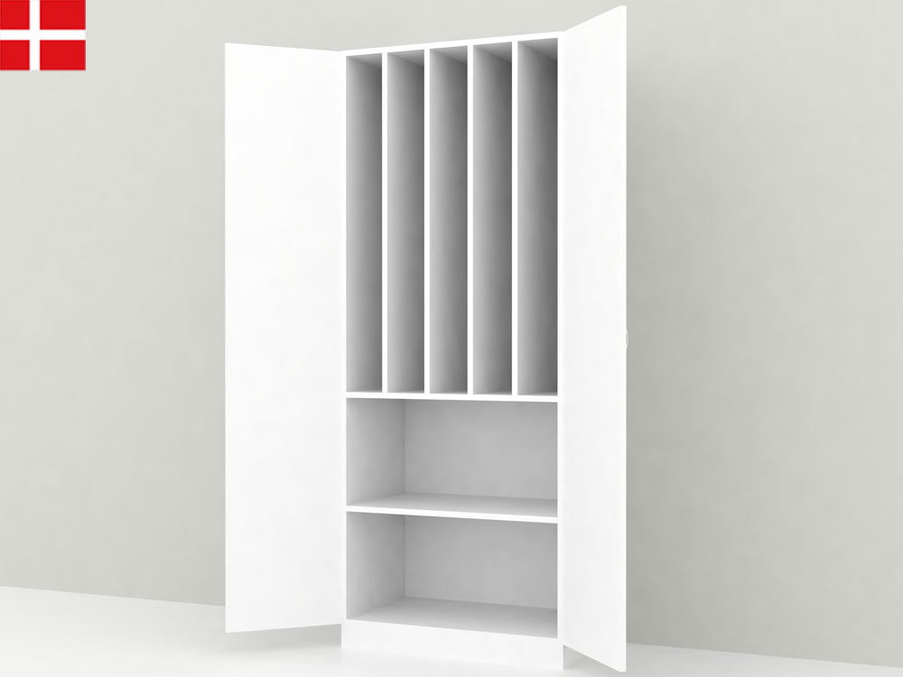 Opbevaringsskab 5 lodrette / 2 store rum